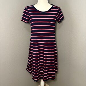 Mossimo Ribbed‎ Red White Blue Striped T-Shirt Dress Size Medium